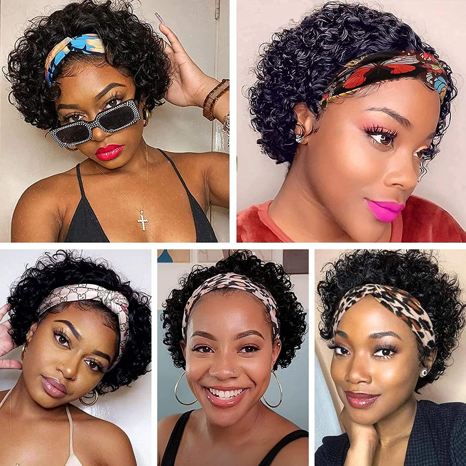 Factory Wholesale Cheap Headband Jerry Curly Afro-Kinky Curly With Bang Short Human Hair Wig For Black Women Cheap Wig