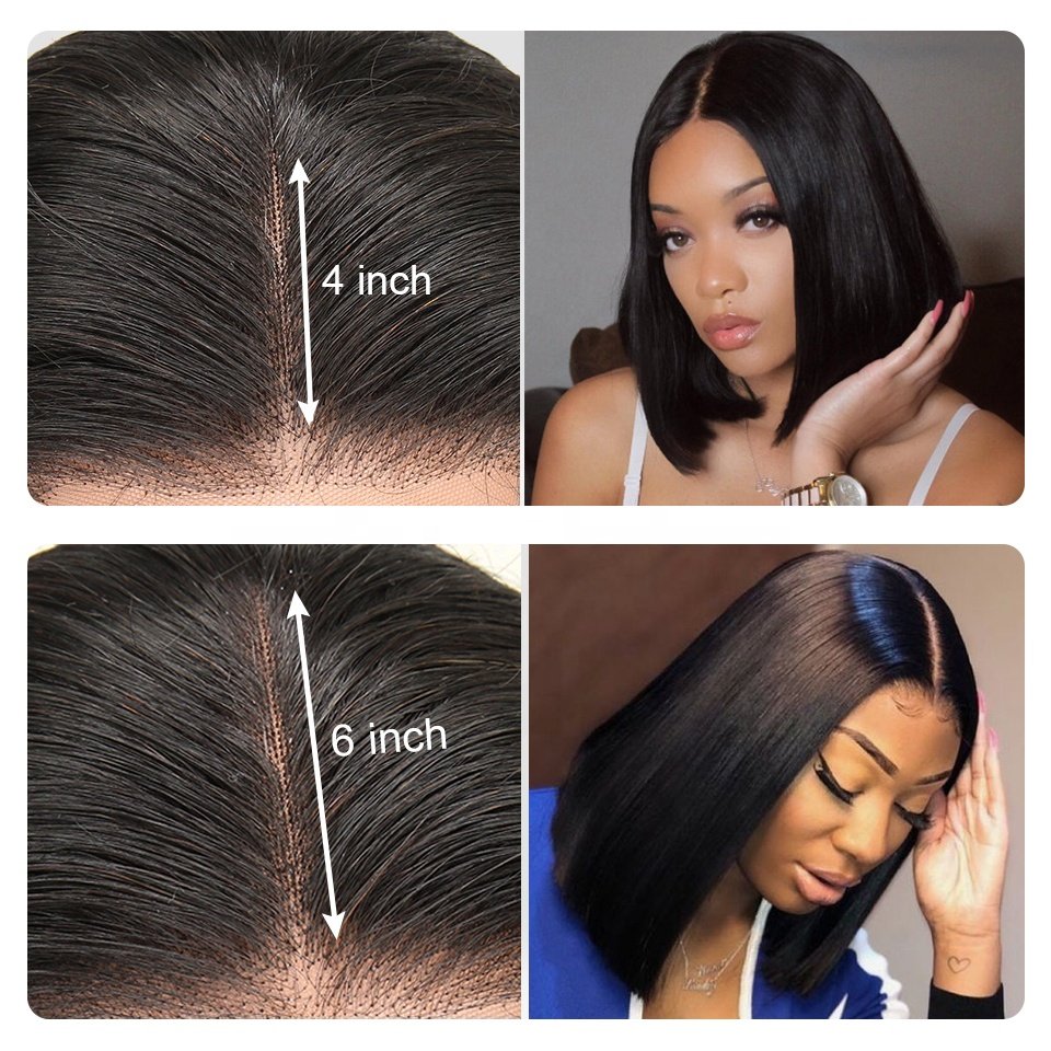Wholesale cheap Brazilian human Hair Short transparent 13x4 Bob Wig Pre Plucked Natural Color Lace frontal Wigs For black Women