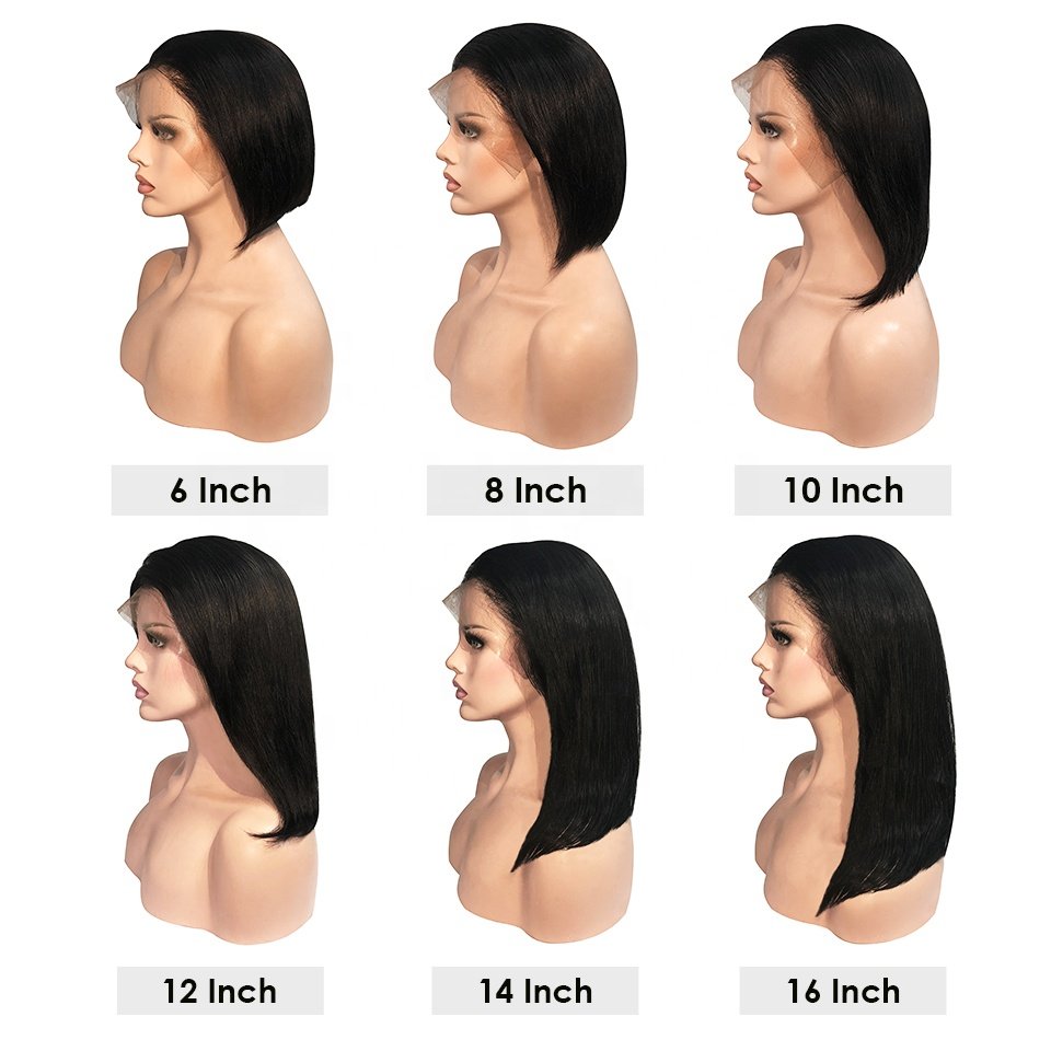 Wholesale cheap Brazilian human Hair Short transparent 13x4 Bob Wig Pre Plucked Natural Color Lace frontal Wigs For black Women