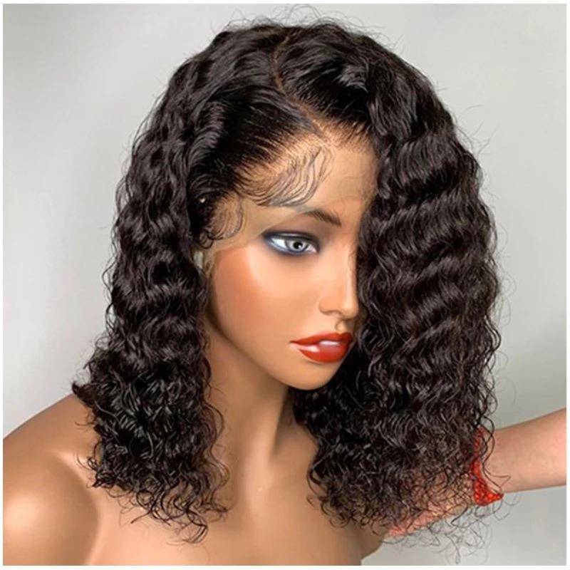 Cross -border European and American fashion wigs female small front lace African black curly long curly long curly hair fake head cover