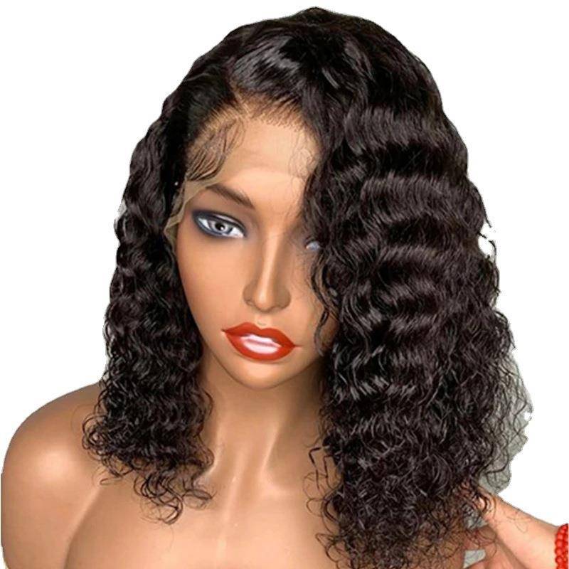 Cross -border European and American fashion wigs female small front lace African black curly long curly long curly hair fake head cover