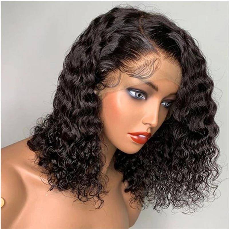 Cross -border European and American fashion wigs female small front lace African black curly long curly long curly hair fake head cover