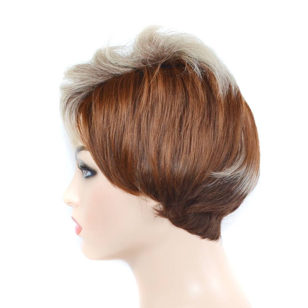 European and American ladies hairdressing short hair pseudo head cover brown -white drifting dye dyeing pseudo -short head sleeve spot