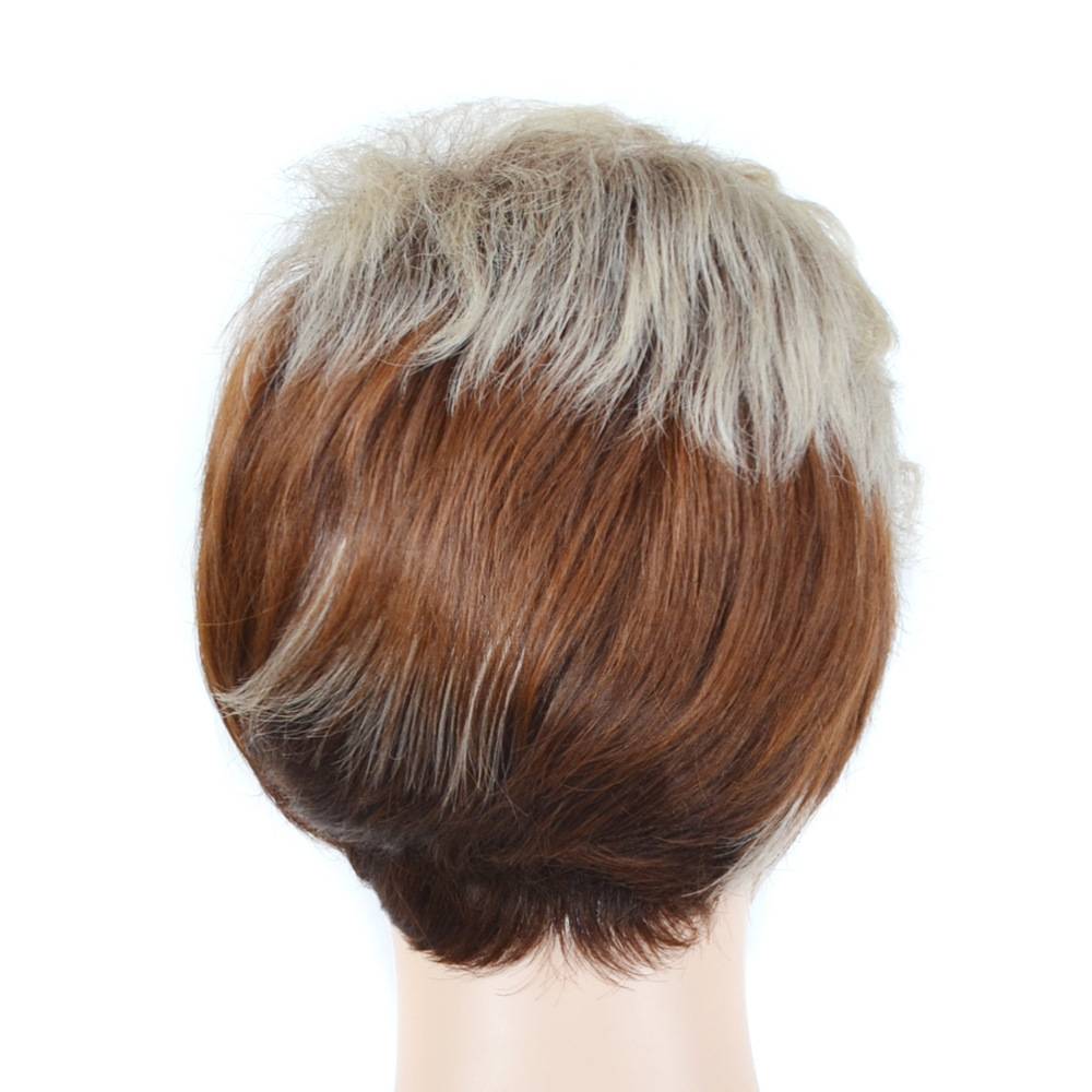 European and American ladies hairdressing short hair pseudo head cover brown -white drifting dye dyeing pseudo -short head sleeve spot