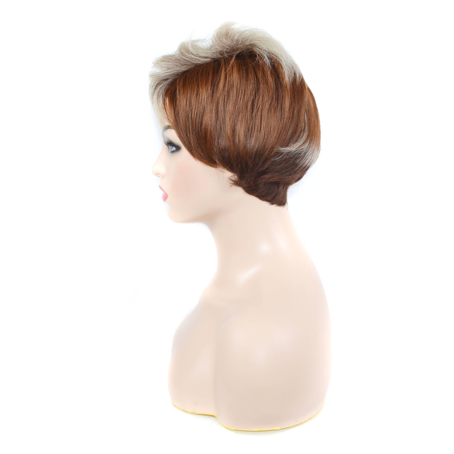 European and American ladies hairdressing short hair pseudo head cover brown -white drifting dye dyeing pseudo -short head sleeve spot