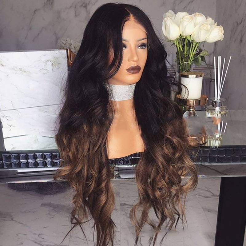The new chemical fiber is divided into large wavy long curly curly hair European and American wigs, long hair gradient yellow pseudo head cover