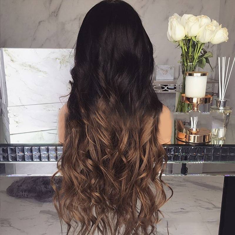 The new chemical fiber is divided into large wavy long curly curly hair European and American wigs, long hair gradient yellow pseudo head cover