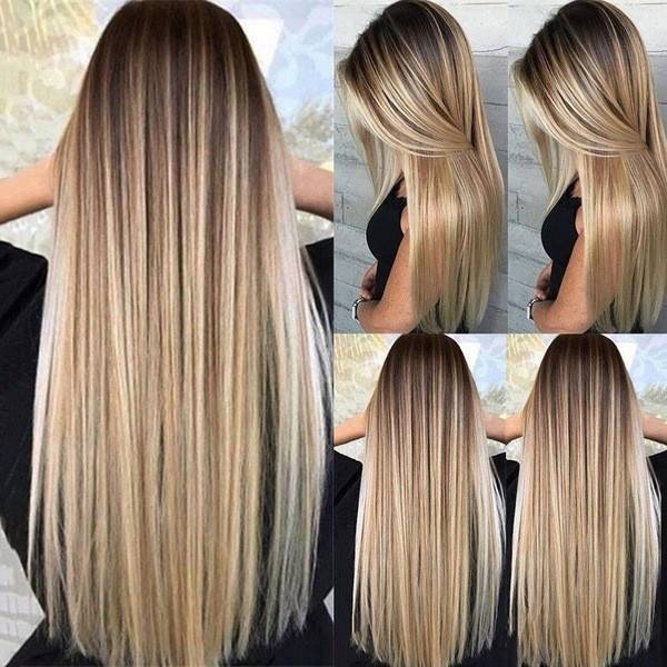 European and American wig Ladies long -haired dyeing mid -hair hair long hair European and American wiggle covers