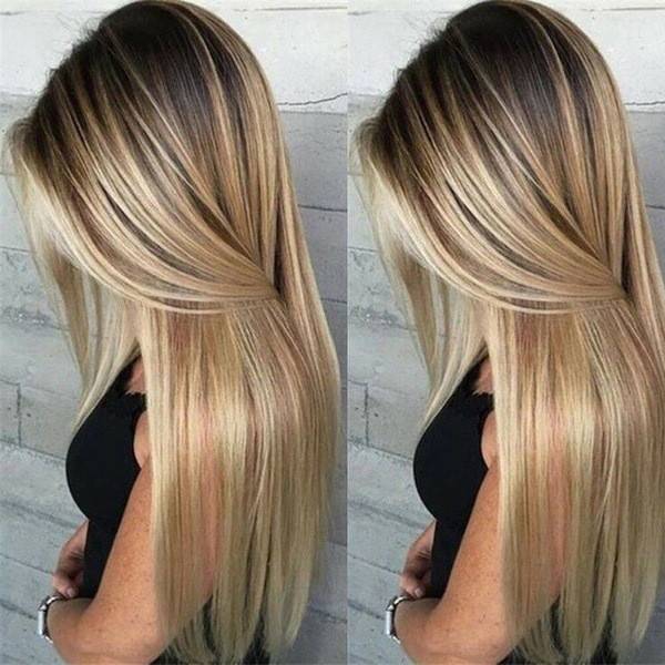 European and American wig Ladies long -haired dyeing mid -hair hair long hair European and American wiggle covers