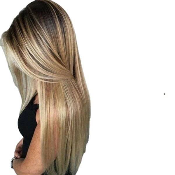 European and American wig Ladies long -haired dyeing mid -hair hair long hair European and American wiggle covers