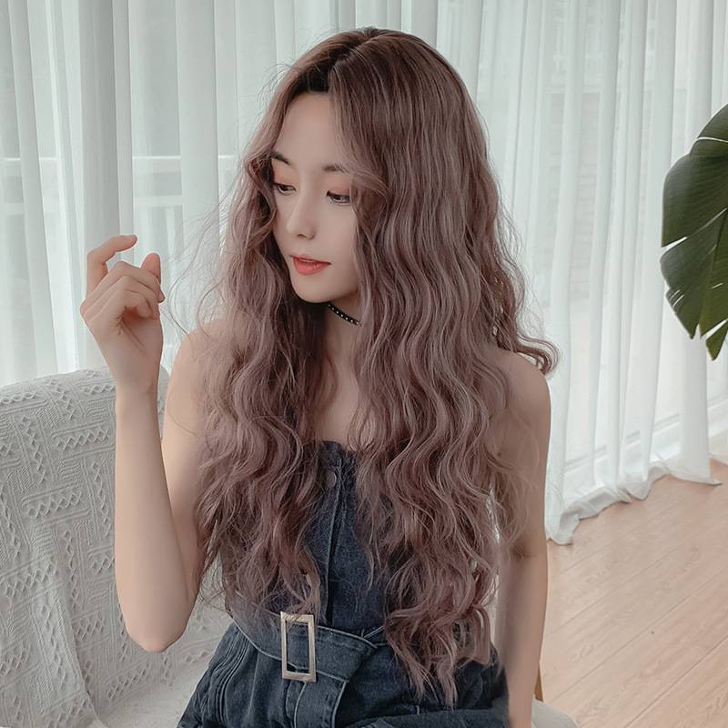Japanese and Korean new product wig women's long curly hair wool rolls are divided into no bangs corn hot full set of stocks