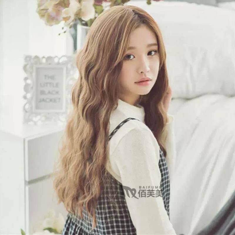 New Korean long curly curly European and American wigs female chemical fiber in the corn hot shot headset customization