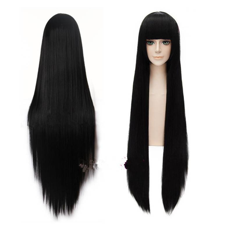 Wig female long hair Qi bangs wig female black medium hair Korean wigs naturally sweet