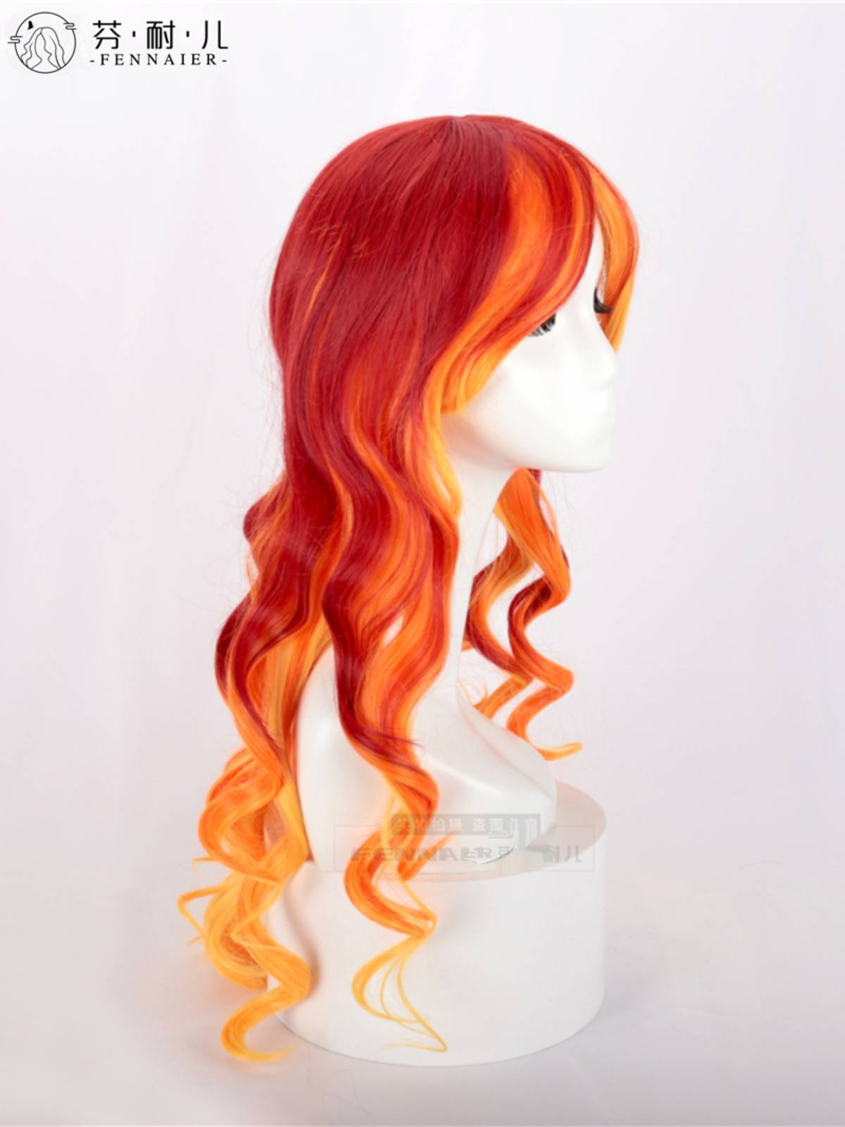 Ms. Fenner's gradient long curly curly red gradient orange long hair Europe and the United States cosplay nightclub whole wig