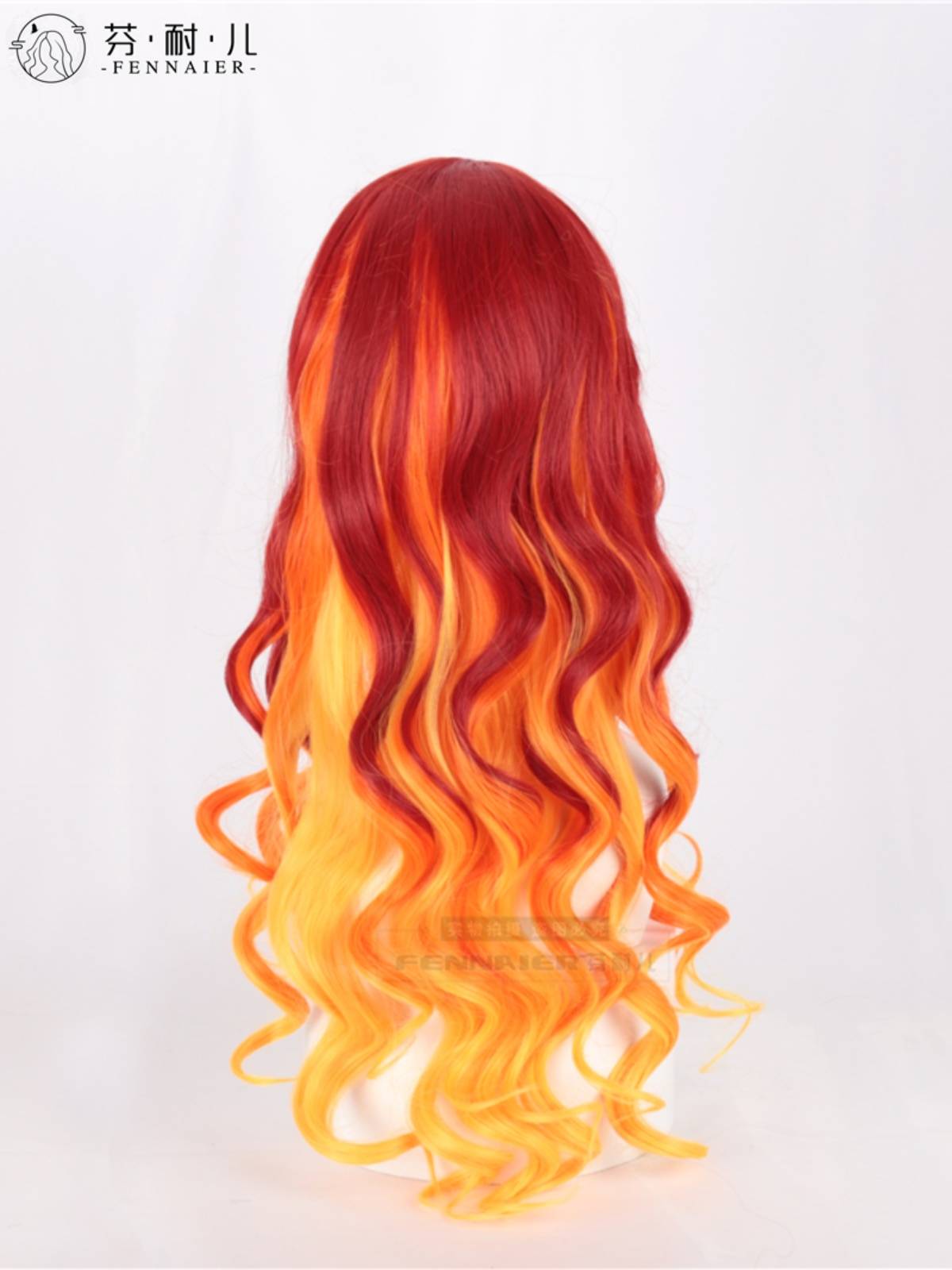 Ms. Fenner's gradient long curly curly red gradient orange long hair Europe and the United States cosplay nightclub whole wig