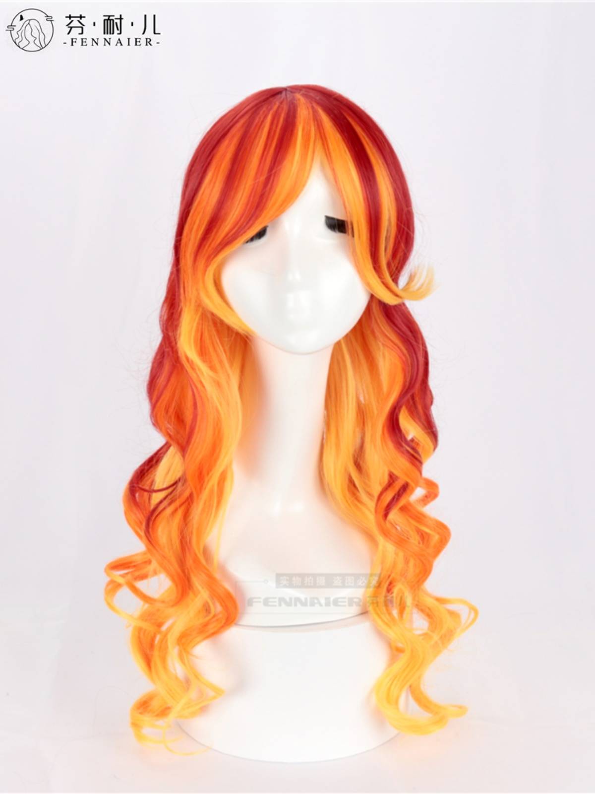Ms. Fenner's gradient long curly curly red gradient orange long hair Europe and the United States cosplay nightclub whole wig