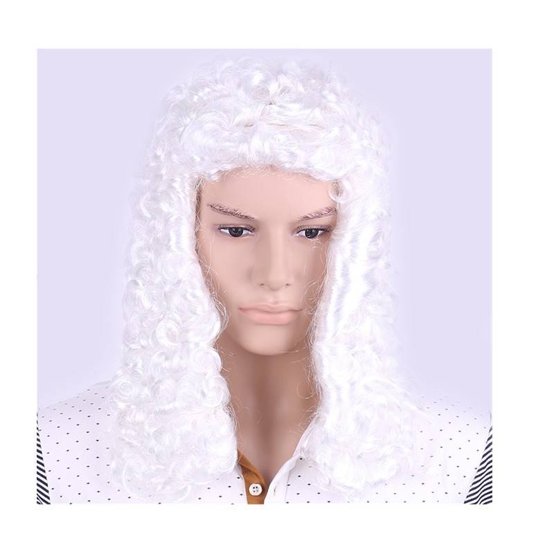 Manufacturer production lawyer wig hat white spiral rolling wig COS anime head sleeve man