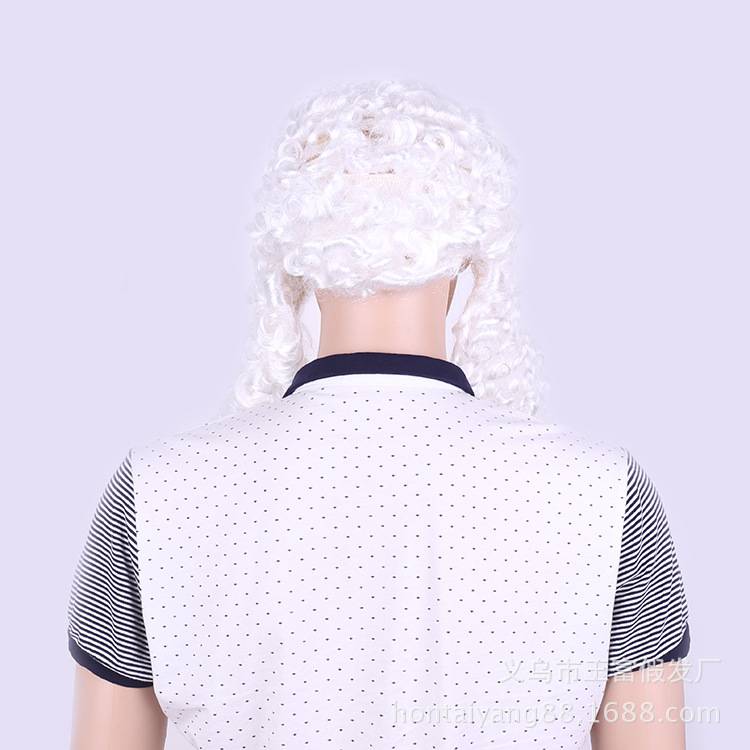 Manufacturer production lawyer wig hat white spiral rolling wig COS anime head sleeve man