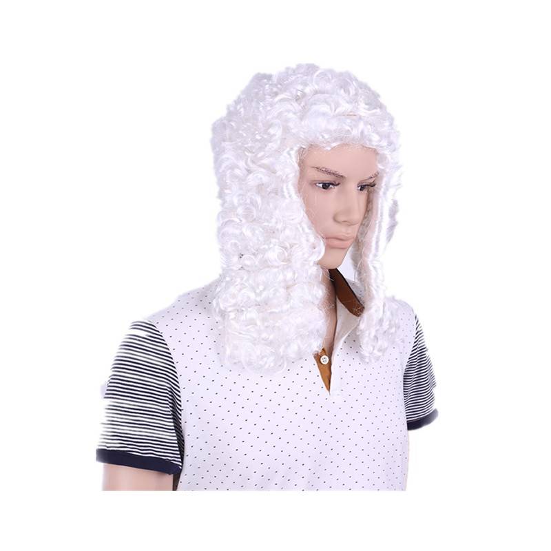 Manufacturer production lawyer wig hat white spiral rolling wig COS anime head sleeve man