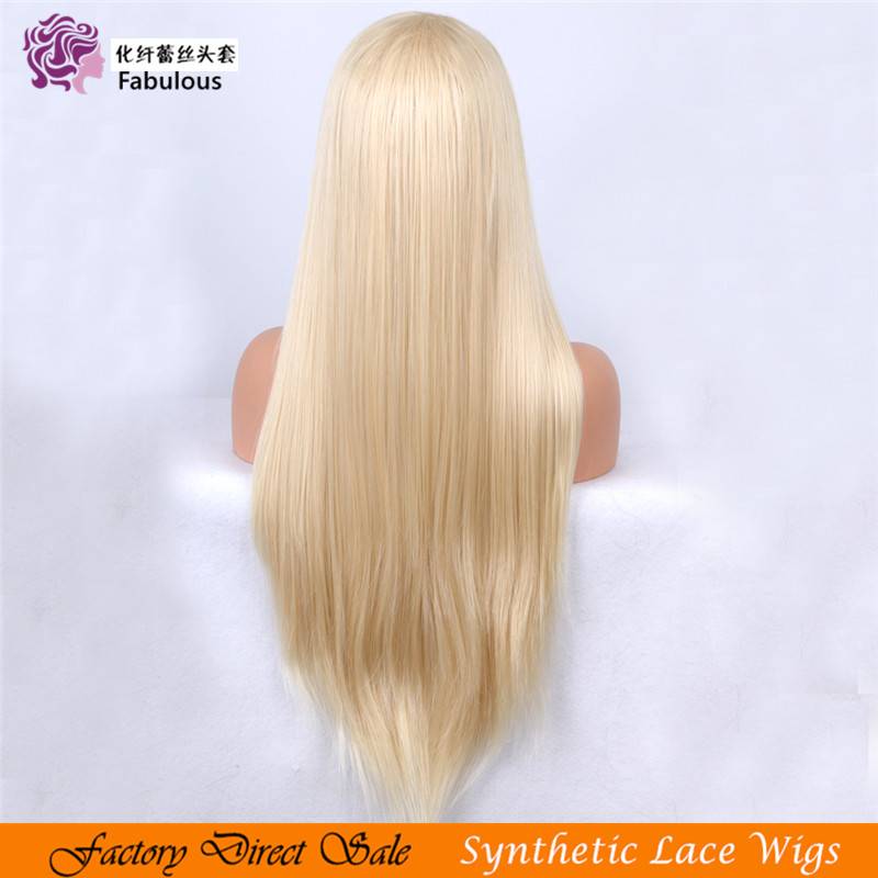 Light golden color wig Piggle wig female lace wigs without trace European and American fashion wigs long straight hair light golden color