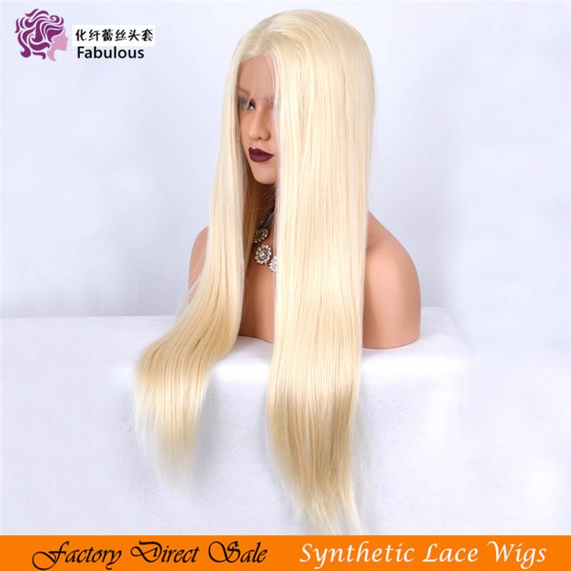 Light golden color wig Piggle wig female lace wigs without trace European and American fashion wigs long straight hair light golden color