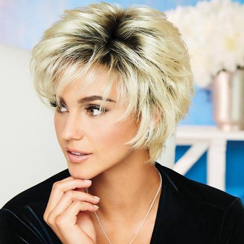 European and American fake girls fashion short fluffy temperament pseudo head cover short hair and short hair slog