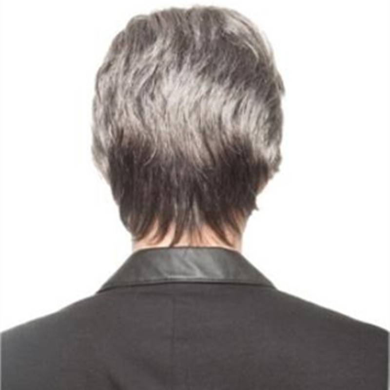 Wig Men's short hair European and American men's handsome, fluffy and realistic short curly hair mature men's short fake head cover