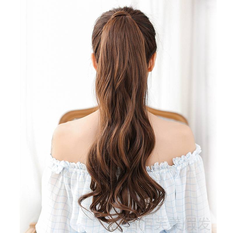 European and American wig ponytail long curl -type micro -rolled ponytail non -trace hair film wig Factory direct sales