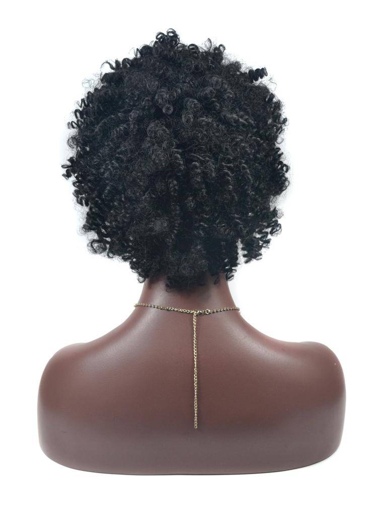 European and American ladies small rolls short head sleeve African black fiber head sleeve small screw roll fake head cover
