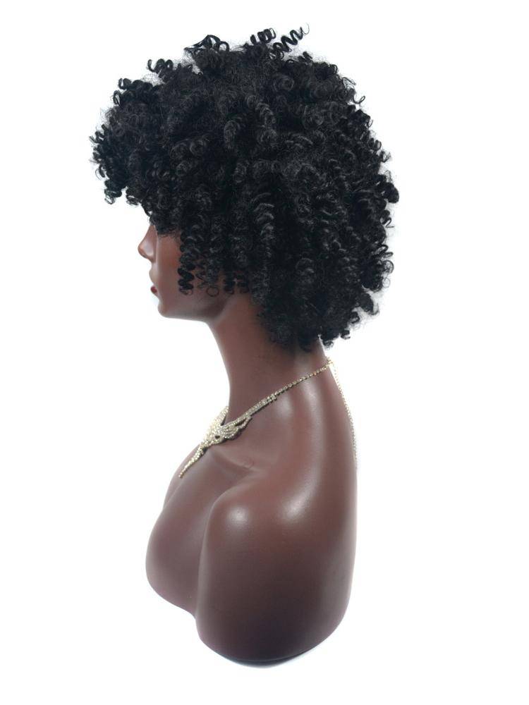 European and American ladies small rolls short head sleeve African black fiber head sleeve small screw roll fake head cover