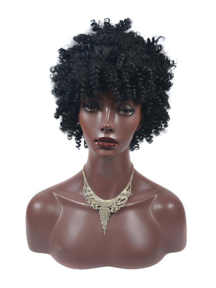 European and American ladies small rolls short head sleeve African black fiber head sleeve small screw roll fake head cover