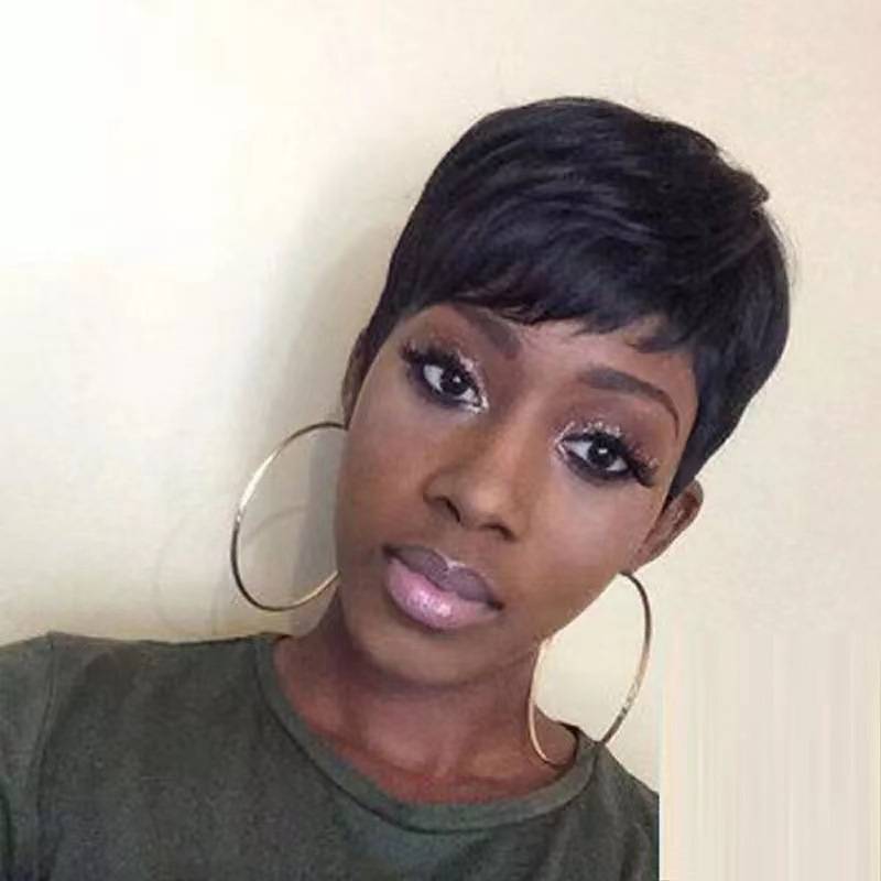 European and American fashion wigs female short hair ladies oblique bangs short straight hair cross -border African wiggle factories spot