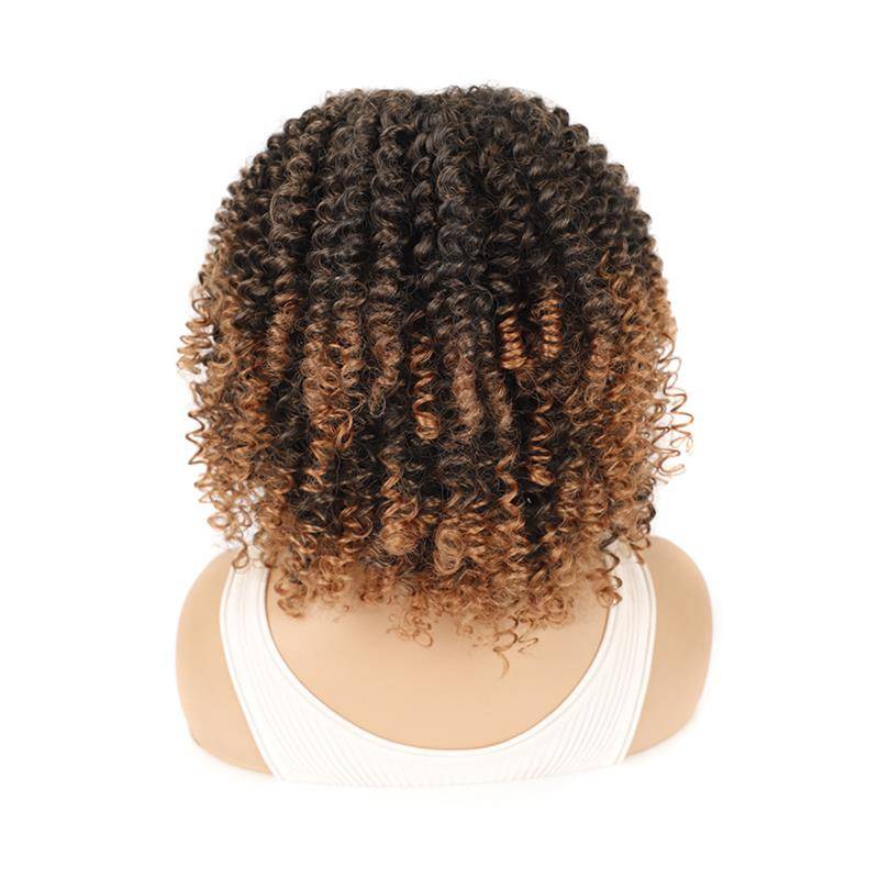 African ladies fluffy roll head cover black light brown scroll explosion short hood