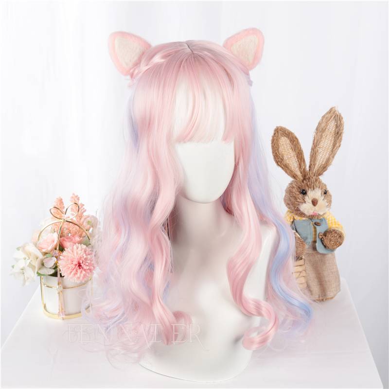Fennuer Harajuku soft girl lolita long curly hair Rainbow color cute girl cute girl cos fake hair spot