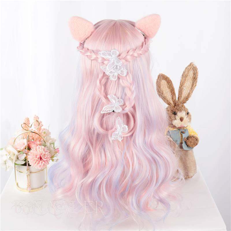 Fennuer Harajuku soft girl lolita long curly hair Rainbow color cute girl cute girl cos fake hair spot