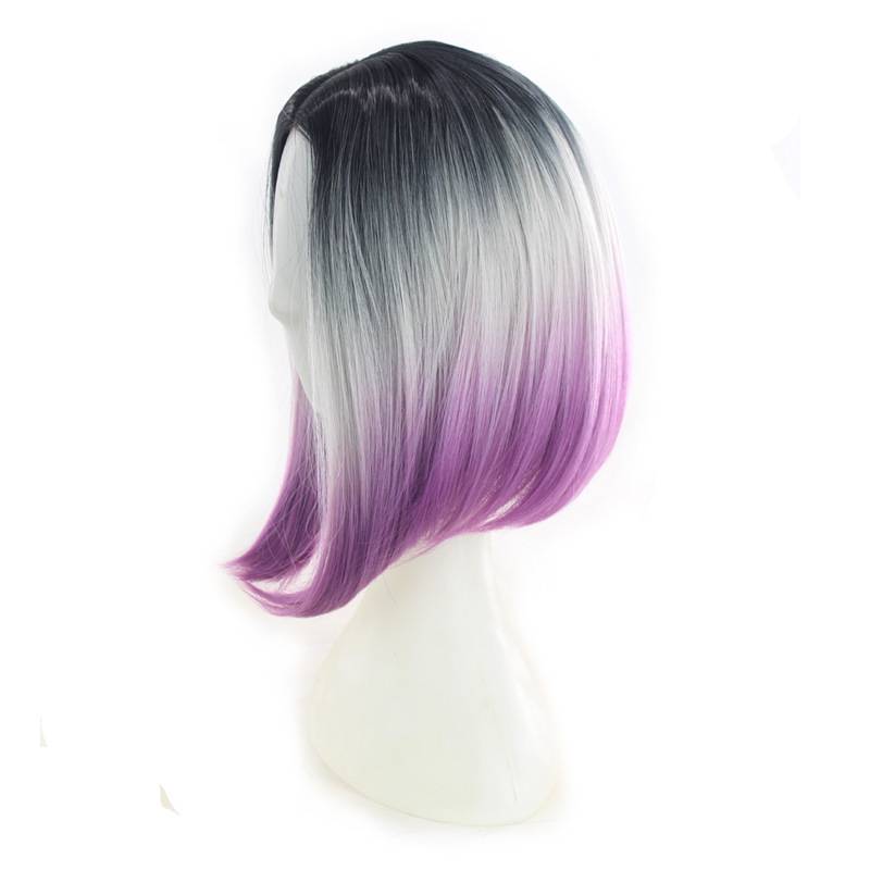 New dye wig Women's European beauty fiber hair triple color gradient is divided into BOBO Bobo short hair wig