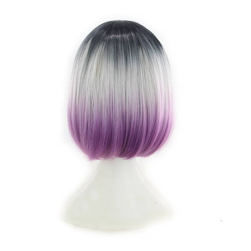 New dye wig Women's European beauty fiber hair triple color gradient is divided into BOBO Bobo short hair wig
