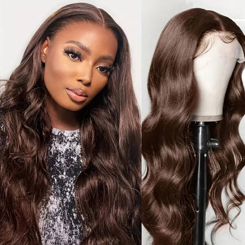 Hot -selling fashion brown big wave wig European and American hot -selling lace lace long curly hair wig