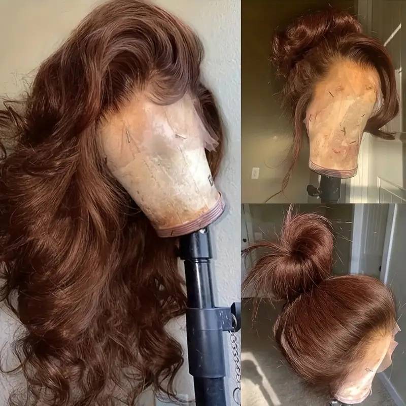 Hot -selling fashion brown big wave wig European and American hot -selling lace lace long curly hair wig