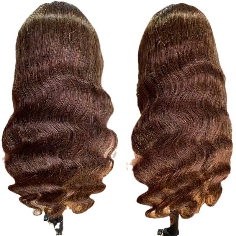Hot -selling fashion brown big wave wig European and American hot -selling lace lace long curly hair wig
