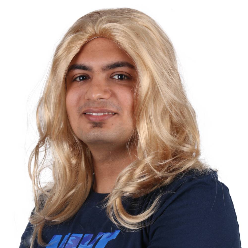 Golden shoulder wig curly boy long hair Foreigner showing film and television shooting hairstyle high -temperature silk blond hair
