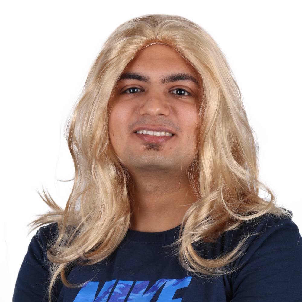 Golden shoulder wig curly boy long hair Foreigner showing film and television shooting hairstyle high -temperature silk blond hair