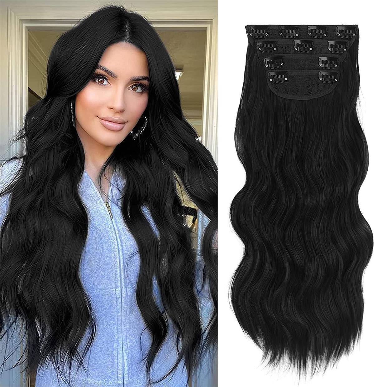 Water wave pattern curly curly European and American wig hair pads four -piece natural simulation of natural simulation hair