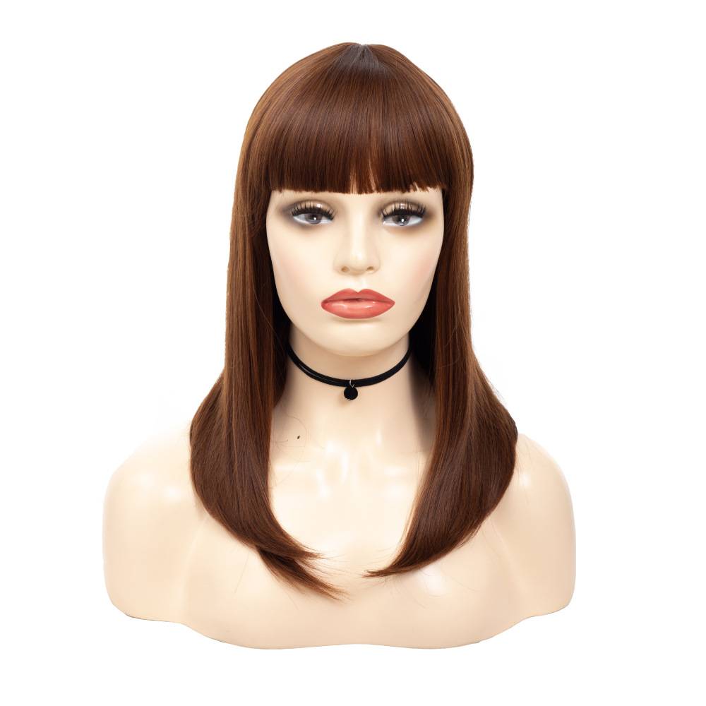 Qi Liu Hai's fake head sleeve mid -long straight hair sleeve head cover European and American Qi bangs fake head cover manufacturers