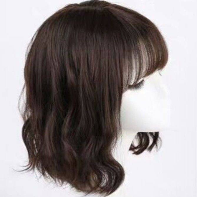 Korean wig female medium hair fluffy egg curly hair fashion ladies medium long curly hair real hair full head