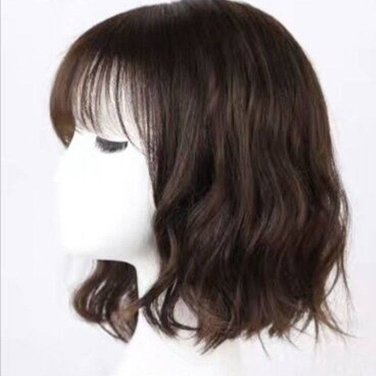 Korean wig female medium hair fluffy egg curly hair fashion ladies medium long curly hair real hair full head