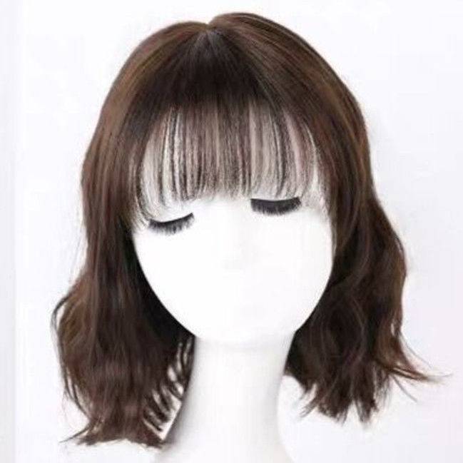Korean wig female medium hair fluffy egg curly hair fashion ladies medium long curly hair real hair full head