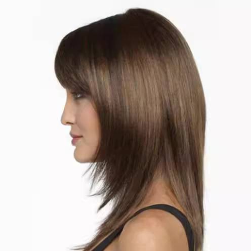 European and American ladies long straight hair Qi bangs fake hair black brown straight hair new products new product fake discovery goods