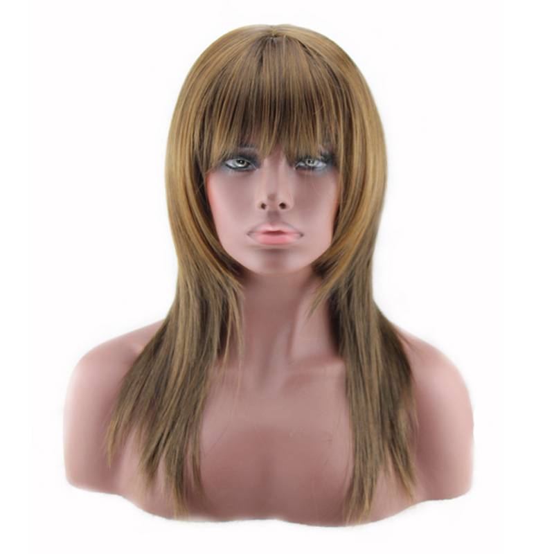 European and American ladies long straight hair Qi bangs fake hair black brown straight hair new products new product fake discovery goods