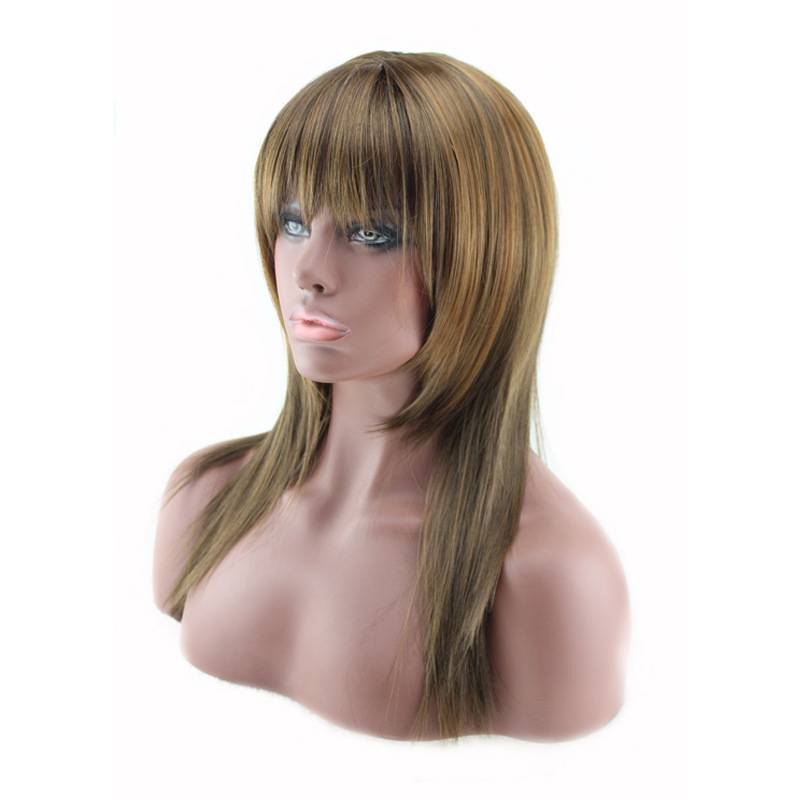 European and American ladies long straight hair Qi bangs fake hair black brown straight hair new products new product fake discovery goods